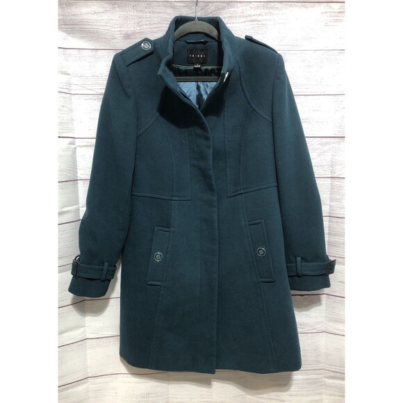 TRIBAL Women’s Dark Teal Poly/Rayon Pea Coat Sz 8 EUC - Picture 1 of 9